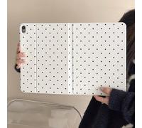 Étui de protection minimaliste blanc à pois mignons compatible avec la tablette Apple 11e génération, modèle 2025 adorable de 10e génération Air 7/6 avec fente pour crayon anti-pliure, étui de protect