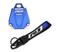 étui de Protection Moto Coque clé Pour YZFR6 YZFR3 YZFR1 YZF R6 R3 R1 Accessoires De Moto CNC Etui Clés Coque Et Badge Brodé Porte-clés(R1 Blue)