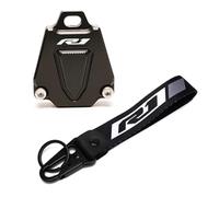 étui de Protection Moto Coque clé Pour YZFR6 YZFR3 YZFR1 YZF R6 R3 R1 Accessoires De Moto CNC Etui Clés Coque Et Badge Brodé Porte-clés(R1 Black)