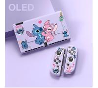 Étui de Protection Nintendo Switch OLED - Thème Stitch & Angel - Coque TPU Souple Anti-Choc