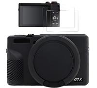 Étui de protection pour appareil photo compatible avec Canon G7X Mark III, accessoires personnalisés avec 2 protections d'écran, manchon en silicone souple avec couvercle d'objectif amovible
