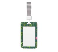 Étui de protection pour badge de travail avec fleurs et plantes (vertical), imprimé des deux côtés, largement utilisé par les médecins, les travailleurs et les journalistes.