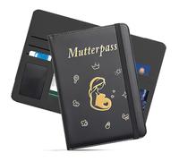 Étui de protection pour carnet de maternité allemand - En cuir synthétique - Avec 9 compartiments - Cadeau pour les femmes enceintes et les futures mamans - Noir