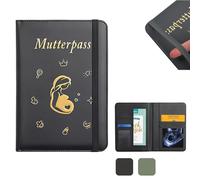 Étui de protection pour carnet de maternité en cuir synthétique - Avec 9 compartiments - Cadeau pour les femmes enceintes et les futures mamans - Noir