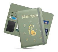 Étui de protection pour carnet de maternité en cuir synthétique avec 9 compartiments pour ranger cartes d'assurance, échographies, carnet de vaccination des mères, vert