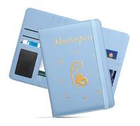 Étui de protection pour carnet de maternité en cuir synthétique avec 9 compartiments pour ranger cartes d'assurance, échographies, carnet de vaccination des mères, bleu clair