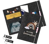 Étui de protection pour carnet de maternité en feutre fait à la main avec compartiment, rangement de cartes d'assurance, échographie, carnet de vaccination - Cadeaux pour femmes enceintes et futures