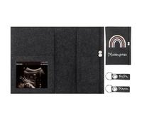 Étui de protection pour carnet de maternité, gris foncé, en feutre, pour échographie, organisation des documents de grossesse, avec 2 porte-clés en feutre 31 x 7,87 pouces