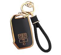 Étui De Protection pour Clé Voiture TPU À 7 Boutons avec Porte-clés. pour Kia pour Carnival 2021 2022 KA4 EX SX LX pour Fiesta 2023(Black Gold)