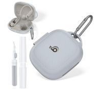 Étui de protection pour écouteurs Bluetooth sans fil Beats Powerbeats Pro 2, étui en silicone souple, étanche, livré avec boucle Runway et stylo de nettoyage qui nettoie la boîte des écouteurs (gris)