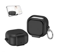 Étui de protection pour écouteurs compatible avec Galaxy Buds 4/4 Pro, coque de protection avec support pliable, coque en TPU anti-chute avec mousqueton, chargement sans fil compatible (noir)
