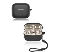 Étui de protection pour écouteurs Moto Buds Clip - En silicone souple yystao - Compatible avec Moto Buds Clip - Avec cordon tour de cou - Résistant à la poussière, aux chocs et durable - Noir