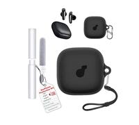 Étui de protection pour écouteurs soundcore Liberty Buds by Anker - toergy - Résistant aux chocs - Imperméable - Souple et fin - En silicone - Avec cordon et porte-clés - Kit de nettoyage - Noir