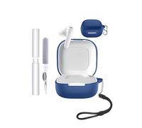 Étui de protection pour écouteurs soundcore Liberty Buds, toergy résistant aux chocs, imperméable, souple et fin, en silicone, avec cordon, porte-clés et kit de nettoyage, bleu
