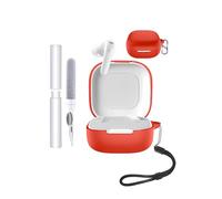 Étui de protection pour écouteurs soundcore Liberty Buds, toergy résistant aux chocs, imperméable, souple et fin, en silicone, avec cordon, porte-clés et kit de nettoyage, rouge