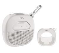 Étui de protection pour haut-parleur Bluetooth Bose SoundLink Micro par WGear, design avec poche en maille pour câble et autres accessoires, sangle élastique pour sécuriser l'appareil (fumée blanche)