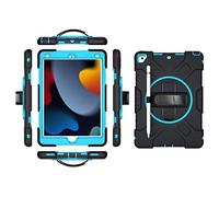 Étui de Protection pour iPad 10.2 2019/2020/2021 génération avec Film de Protection d'écran, Porte-Crayon, Support Rotatif à 360°, dragonne, béquille, étui de Protection Robuste (Couleur Menthe)