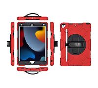 Étui de Protection pour iPad mini6 2021 génération avec Film de Protection d'écran, Porte-Crayon et Support Rotatif à 360°, dragonne, béquille de Protection Robuste (Rouge)