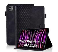 Étui de protection pour iPad Pro 11" M4 (2024) - En cuir de qualité supérieure - Avec fente pour carte de veille/réveil automatique - Support multi-angle - Noir