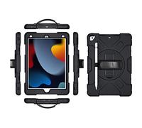 Étui de Protection pour iPad Pro 12.9 2018/2020/2021 génération avec Film de Protection d'écran, Porte-Crayon, Support Rotatif à 360 °, dragonne, béquille de Protection Robuste (Noir)