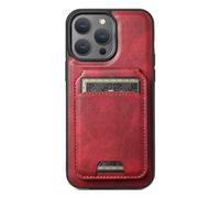 Étui de protection pour iPhone 16 Pro Max/16 Pro/16 Plus/16 - En cuir fin - Avec compartiments pour cartes magnétiques - Portefeuille amovible - Rouge - 16 Pro Max