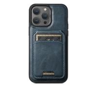 Étui de protection pour iPhone 16 Pro Max/16 Pro/16 Plus/16 - En cuir fin - Avec compartiments pour cartes magnétiques - Portefeuille amovible - Bleu - 16 Pro Max