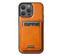 Étui de protection pour iPhone 16 Pro Max/16 Pro/16 Plus/16 Plus - En cuir fin - Avec compartiments pour cartes magnétiques - Portefeuille amovible - Orange - 16 Pro