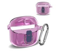 Étui de protection pour JBL Tune Flex, boîtier de verrouillage de sécurité en polycarbonate transparent, spécialement conçu pour les écouteurs JBL Tune Flex, avec mousqueton (violet)