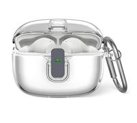Étui de protection pour JBL Vibe Beam, boîtier de verrouillage de sécurité MOWYEOK transparent en TPU compatible avec les écouteurs JBL Vibe Beam/JBL Wave 200TWS, avec mousqueton (transparent)