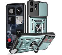 Étui De Protection Pour Nothing Cmf Phone 2 Pro - Coque Verte Tpu+Pc Antichoc Avec Cache Objectif Coulissant, Anneau Rotatif 360° Et Plaque Magnétique Compatible Support Voiture, Attache Lanière