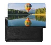 Étui de protection pour passeport avec blocage RFID - Motif montgolfière au-dessus du lac calme - Porte-carte d'identité - Portefeuille de voyage sécurisé pour passeport, tickets, cartes de crédit,