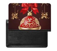 Étui de protection pour passeport avec boule de Noël dorée - Blocage RFID - Porte-carte d'identité - Portefeuille de voyage sécurisé pour tickets de passeport, cartes de crédit, style, taille unique,