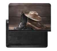 Étui de protection pour passeport avec chapeau et bottes de cowboy - Blocage RFID - Porte-carte d'identité - Portefeuille de voyage sécurisé pour tickets de passeport, cartes de crédit, style, taille
