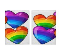 Étui de protection pour passeport avec cœurs colorés arc-en-ciel Gay Pride - Étui de protection pour passeport - Unisexe, Style :, 20.3x13.8cm