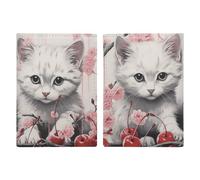 Étui de protection pour passeport avec fente pour passeport, portefeuille de voyage pour homme et femme Motif chat et cerise