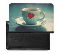Étui de protection pour passeport avec motif cœurs sur tasse - Protection RFID - Porte-carte d'identité - Portefeuille de voyage sécurisé pour tickets de passeport, cartes de crédit, style, taille