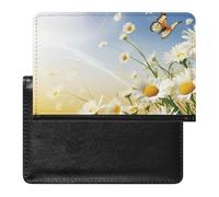 Étui de protection pour passeport avec motif fleurs de camomille et papillons volants - Protection RFID - Porte-carte d'identité - Portefeuille de voyage sécurisé pour passeport, tickets, cartes de