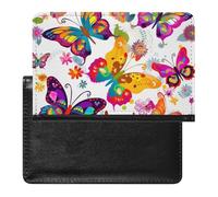 Étui de protection pour passeport coloré avec motif papillons et fleurs - Protection RFID - Porte-carte d'identité - Portefeuille de voyage sécurisé pour tickets de passeport, cartes de crédit, style,