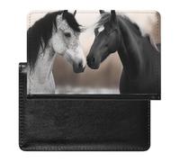 Étui de protection pour passeport de chevaux noirs et blancs avec blocage RFID - Porte-carte d'identité - Portefeuille de voyage sécurisé pour tickets de passeport, cartes de crédit, style, taille