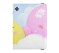 Étui de protection pour passeport en cuir avec motif monstre bleu et rose - Pour voyage et vaccin - Léger, Dessin animé mignon monstre bleu-rose, 1 size