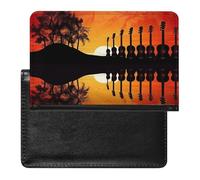 Étui de protection pour passeport en forme de guitare - Motif coucher de soleil - Protection RFID - Porte-carte d'identité - Portefeuille de voyage sécurisé pour tickets de passeport, cartes de