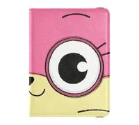 Étui de protection pour passeport et carte de vaccin en cuir jaune et violet avec tête de chat mignon pour voyage, étui de protection pour homme étanche, mignon visage de chat de dessin animé jaune