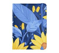 Étui de protection pour passeport et carte de vaccin en cuir jaune tournesol avec blocage RFID ultra fin, Fête des parents Tournesol jaune, 1 size