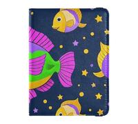 Étui de protection pour passeport familial Mardi Gras Carnaval Fish Star Violet Vert Cuir pour Voyage Vaccin Housse de passeport pour homme Imperméable