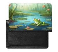 Étui de protection pour passeport grenouille dans un étang avec blocage RFID, porte-carte d'identité, portefeuille de voyage sécurisé pour tickets de passeport, cartes de crédit, style, taille unique,