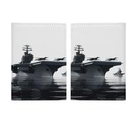 Étui de protection pour passeport imprimé de porte-avions pour cartes de passeport de voyage, étui portefeuille en cuir avec blocage RFID pour homme et femme, 20,3 x 13,8 cm, Porte-avion.,
