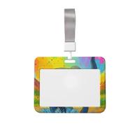 Étui de protection pour porte-badge avec un joli éléphant sous un ciel coloré, muni d'une cordelette et d'une cordelette.