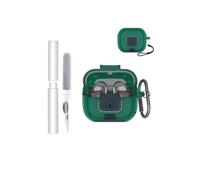 Étui de protection pour Samsung Galaxy Buds3, en TPU souple, transparent, imperméable, résistant aux chocs, facile à transporter, avec cordon, porte-clés et kit de nettoyage, vert