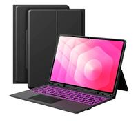 Étui de protection pour Samsung Galaxy Tab S11 Ultra/S10 Ultra/S9 Ultra/S8 Ultra 14,6" avec clavier - Étui de tablette lumineux 7 couleurs avec pavé tactile - Clavier QWERTZ allemand avec porte-stylo