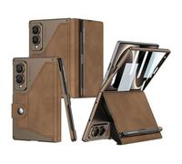 Étui de protection pour Samsung Galaxy Z Fold8, porte-stylo avec verre de | Aspect cuir synthétique, protection des charnières, protection à 360 degrés, aspect mat, porte-stylo inclus